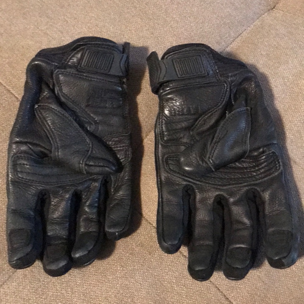 ICON Black Motorcycle Gloves with Subtle Orange Accent - Picture 2 of 4